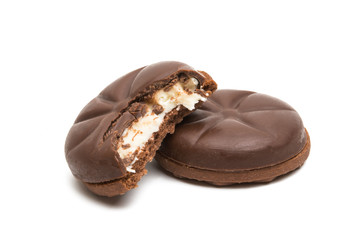 chocolate covered cookies isolated