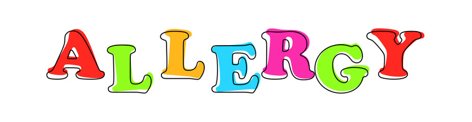 Allergy - multicolored cartoon text on white background