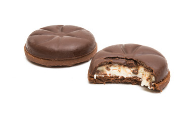 chocolate covered cookies isolated