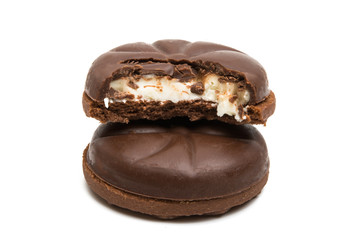 chocolate covered cookies isolated