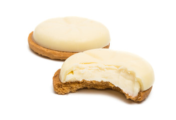 chocolate covered cookies isolated