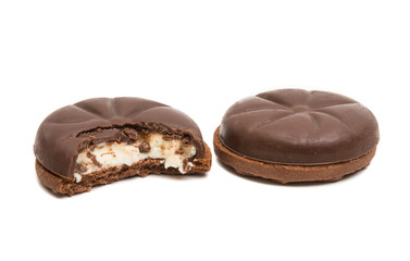chocolate covered cookies isolated