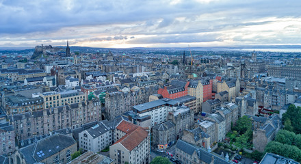 Edinburgh cityscape at sunset, Scotland 
