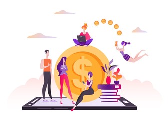 earnings, Internet, online payments, mobile app, e-commerce, vector illustration