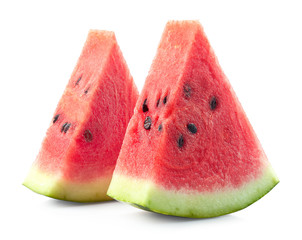 Two slices of ripe watermelon