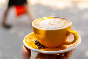 Coffee. Cappuccino. Good morning concept. Cup of coffee with milk