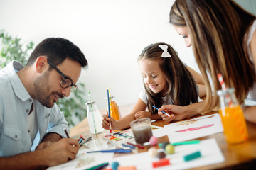 Happy family having fun time at home