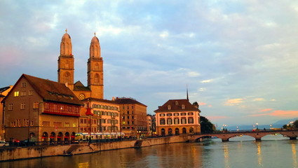 Fototapeta premium Sunset in Zurich. Switzerland