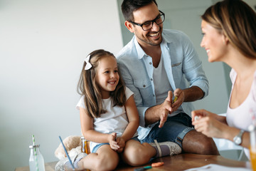 Happy family having fun time at home