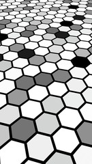 Black honeycomb with a gradient color. Perspective view on polygon look like honeycomb. Isometric geometry. 3D illustration