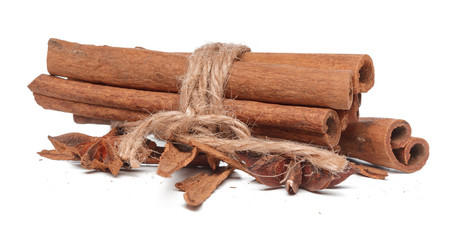 Cinnamon sticks isolated on white background