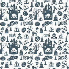 Fototapeta na wymiar Halloween background. Seamless pattern design. Vector illustration