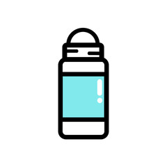 Vector flat illustration icon of roll-on deodorant (antiperspirant). Blue and black on a white background