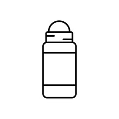 Vector flat illustration icon of roll-on deodorant (antiperspirant). Black line silhouette on a white background