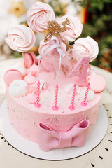 Princess pink birthday cake