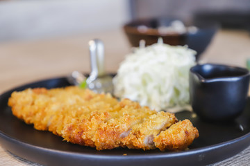 Closeup Tonkatsu dish