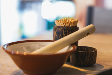 Sesame grinder on table