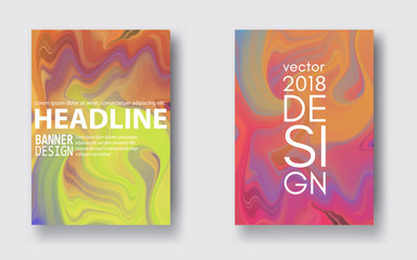 Set paintings with marbling. Color ink in water. Marble texture.