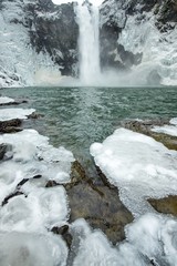 An ice Snoqualmie Falls in Winter - Washington State