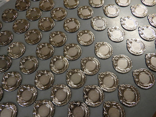 Lot of sport medals being manufactured