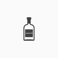 Bottle of absinthe monochrome icon. Vector illustration.