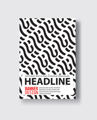 Covers with flat geometric pattern. Cool black and white backgrounds.