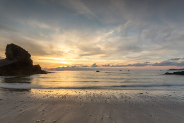 Fototapeta na wymiar Dreamy Sunset, Porthcothan beach, Cornwall