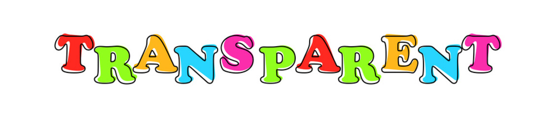 Transparent - multicolored cartoon text on white background