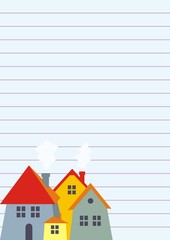 Group of houses on lined paper, concept, vector icon