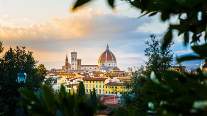 framed close-up of florence cathedral during sunset - Powered by Adobe