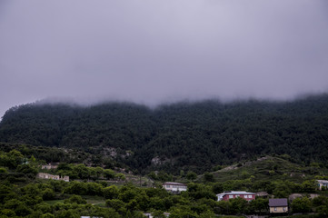 Fototapeta na wymiar panorama of mountains and clouds