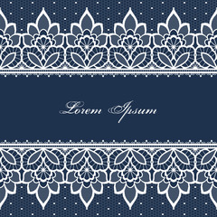 Wedding card or invitation template with a filigree lace floral pattern