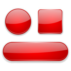 Red glass buttons. 3d icons