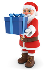 3D Illustration roter Weihnachtsmann mit Geschenkpaket