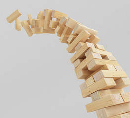Wooden block tower game isolated on white background