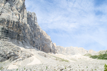 Detail of the majestic Sorapiss peak in the italian Alps range, in particoular in the Dolomites. It is one of the highest in this group of mountains around 3000mt on the sea level