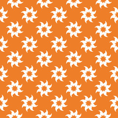 Fototapeta na wymiar White floral seamless design on orange background