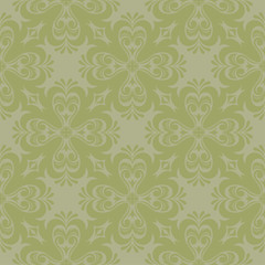 Olive green floral seamless pattern