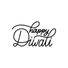 Happy Diwali hand lettering on white background.Vector calligraphy illustration for Indian holiday greeting card,poster.