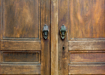 Old vintage wooden door background or texture 