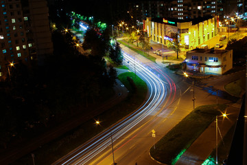 traffic in the city at night