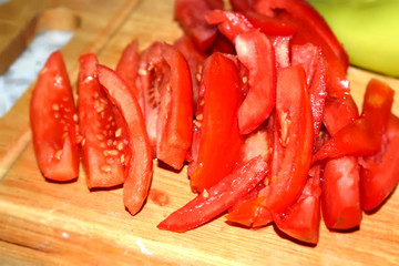 red peppers on wooden table