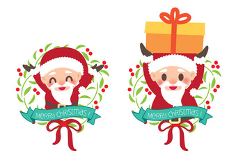 Happy Santa Claus with gifts for Christmas party day illustration background vector