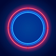 Neon frame sign in the shape of a circle. template design element. Vector illustration