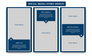 Elegant navy blue mature male fashion or article blog social media story frame template