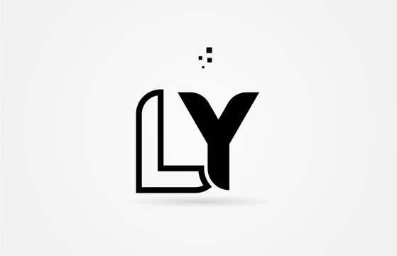 black and white alphabet letter ly l y logo icon design