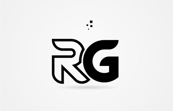 black and white alphabet letter rg r g logo icon design