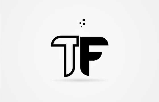 black and white alphabet letter tf t f logo icon design
