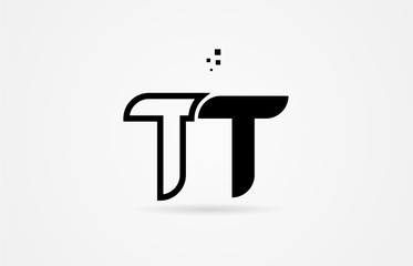 black and white alphabet letter tt t t logo icon design