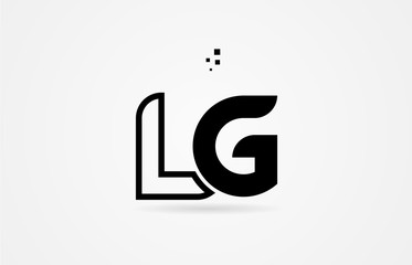 black and white alphabet letter lg l g logo icon design